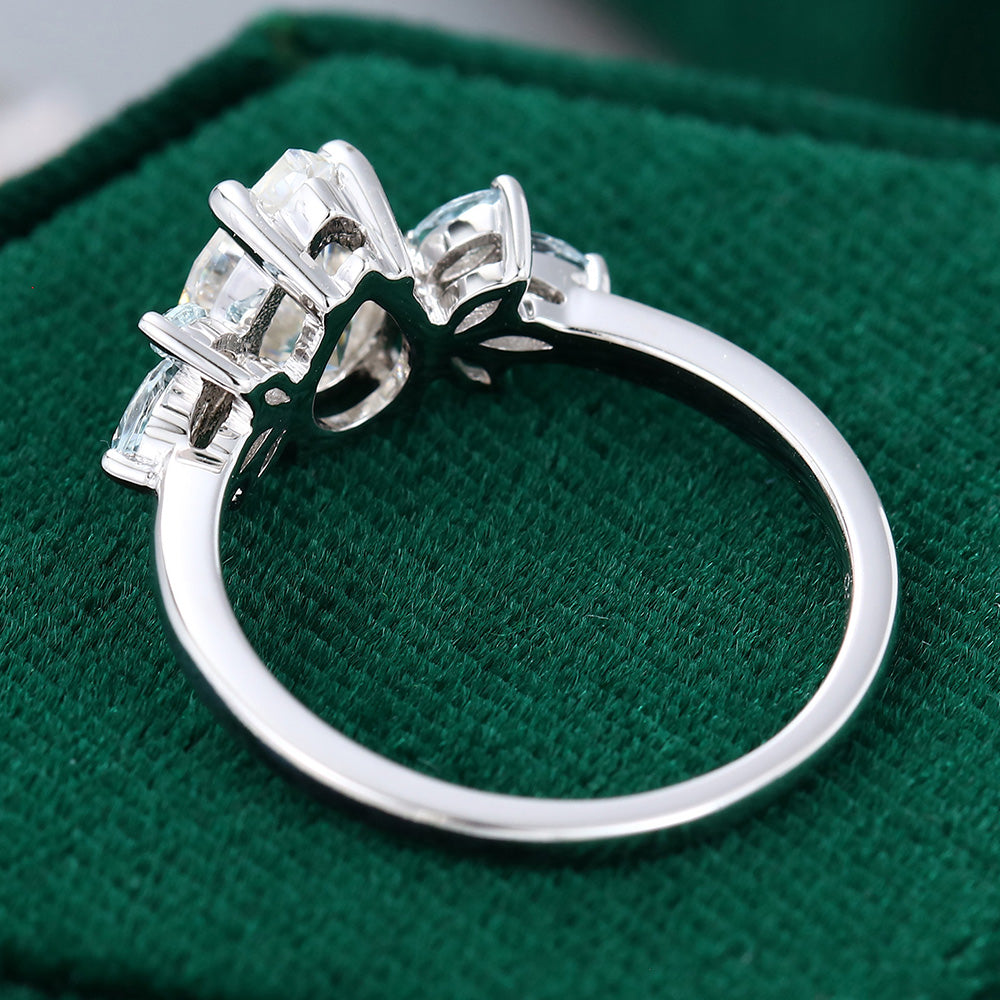 1 CT Pear Cluster Moissanite Engagement Ring