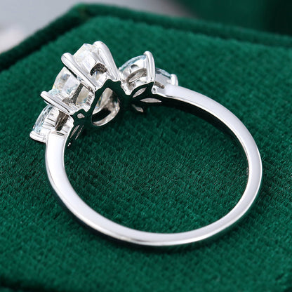 1 CT Pear Cluster Moissanite Engagement Ring