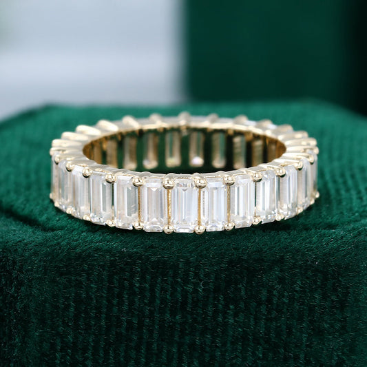 0.25 TCW Emerald Full Eternity Moissanite Wedding Band