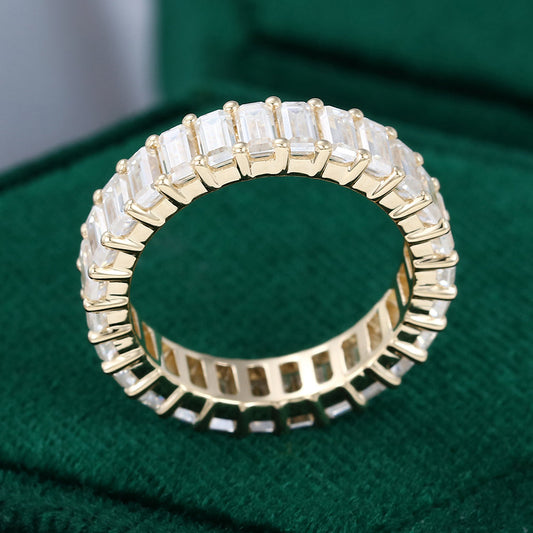 0.25 TCW Emerald Full Eternity Moissanite Wedding Band