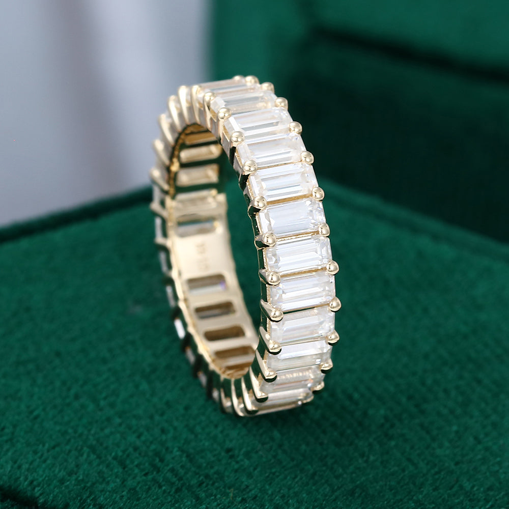 0.25 TCW Emerald Full Eternity Moissanite Wedding Band