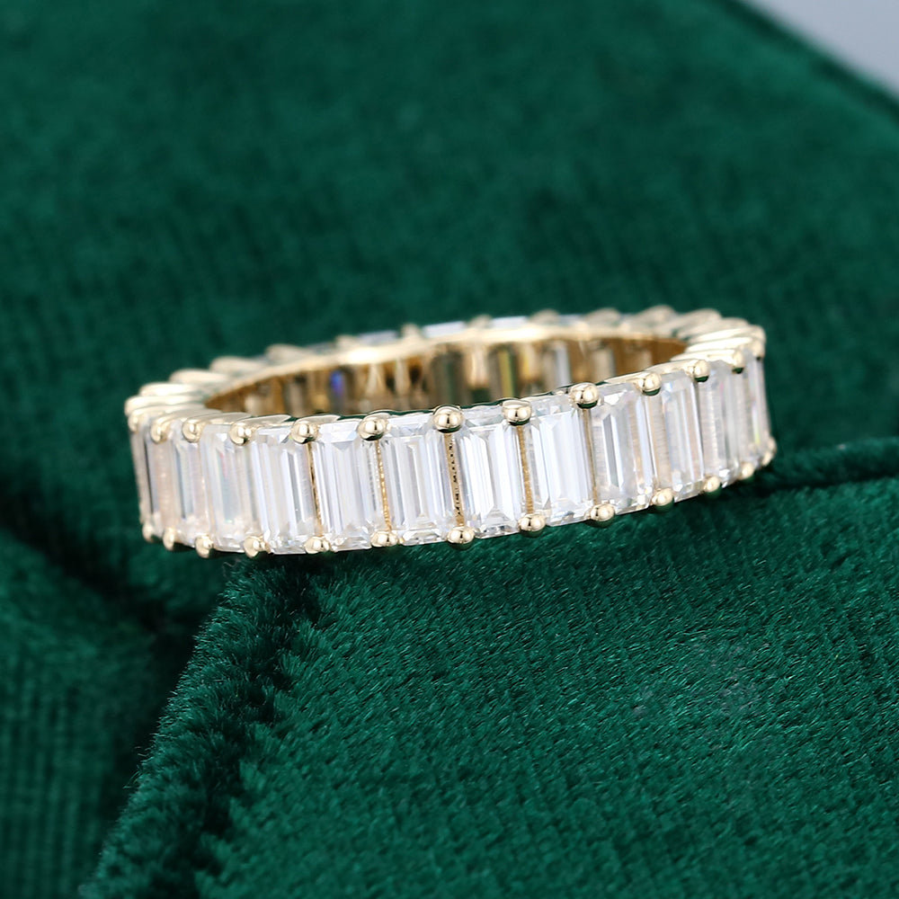 0.25 TCW Emerald Full Eternity Moissanite Wedding Band