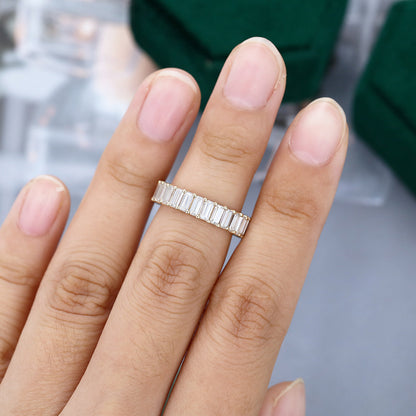 0.25 TCW Emerald Full Eternity Moissanite Wedding Band