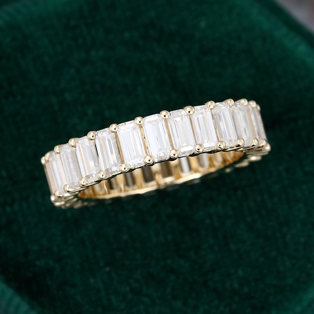 0.25 TCW Emerald Full Eternity Moissanite Wedding Band