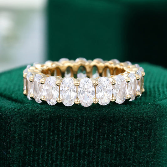 0.23 TCW Oval Full Eternity Moissanite Wedding Band