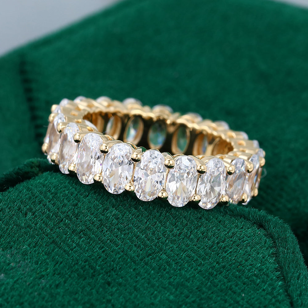 0.23 TCW Oval Full Eternity Moissanite Wedding Band