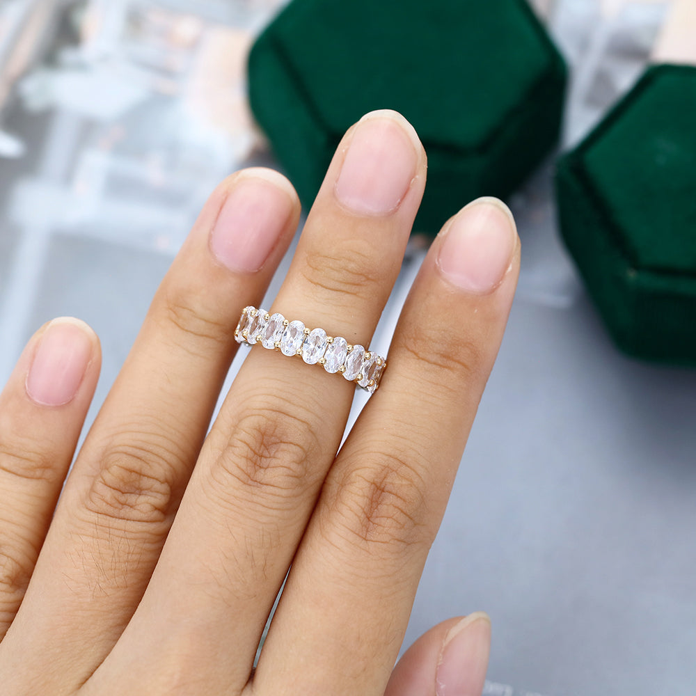0.23 TCW Oval Full Eternity Moissanite Wedding Band