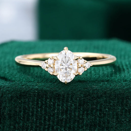 0.43 CT Oval Cluster Moissanite Engagement Ring