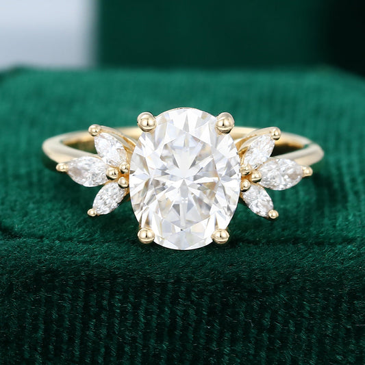 1.91 CT Oval Cluster Moissanite Engagement Ring