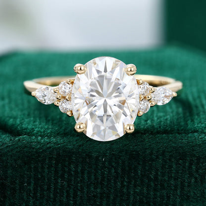 2.72 CT Oval Cluster Moissanite Engagement Ring