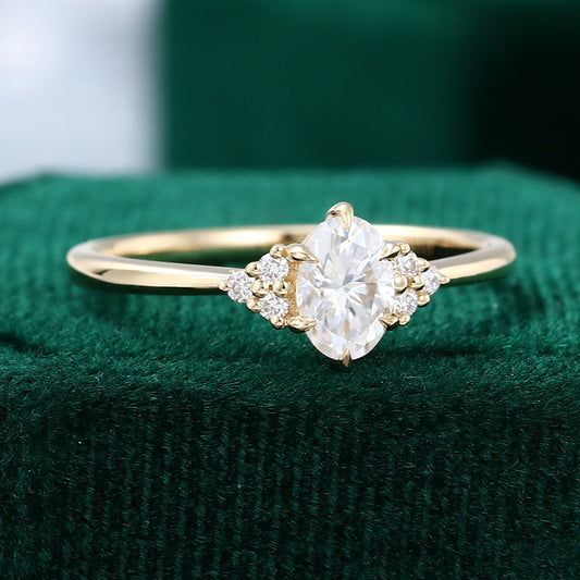 0.43 CT Oval Cluster Moissanite Engagement Ring