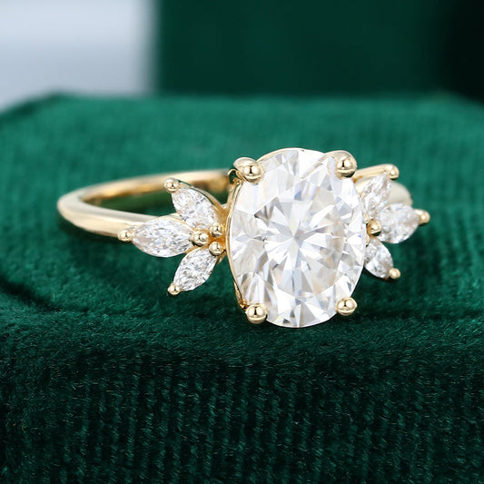 1.91 CT Oval Cluster Moissanite Engagement Ring