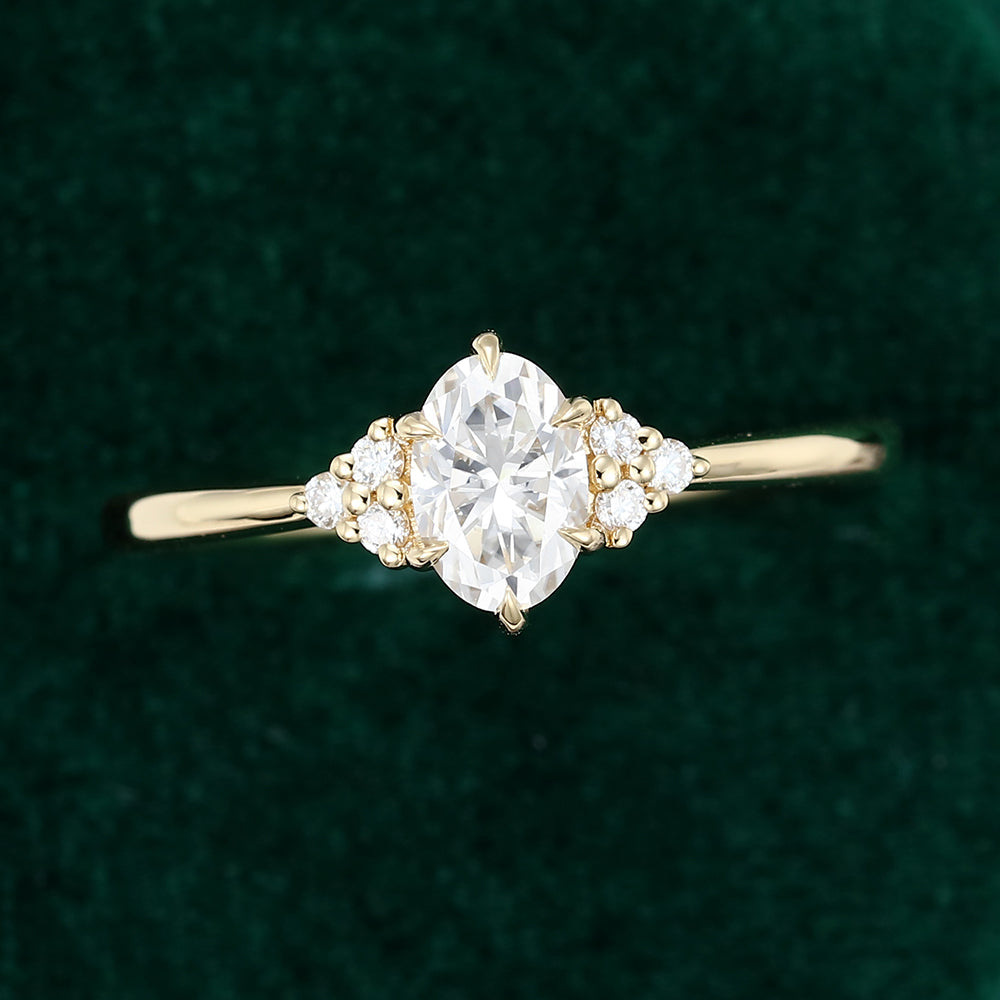 0.43 CT Oval Cluster Moissanite Engagement Ring