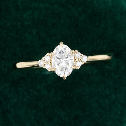 0.43 CT Oval Cluster Moissanite Engagement Ring