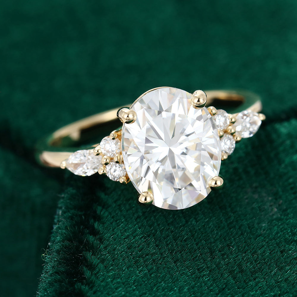 2.72 CT Oval Cluster Moissanite Engagement Ring