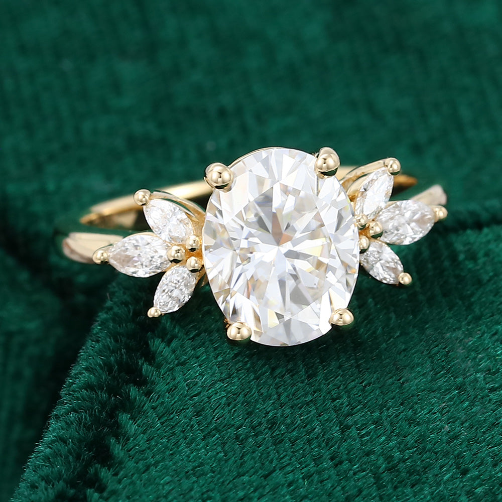 1.91 CT Oval Cluster Moissanite Engagement Ring