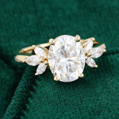 1.91 CT Oval Cluster Moissanite Engagement Ring