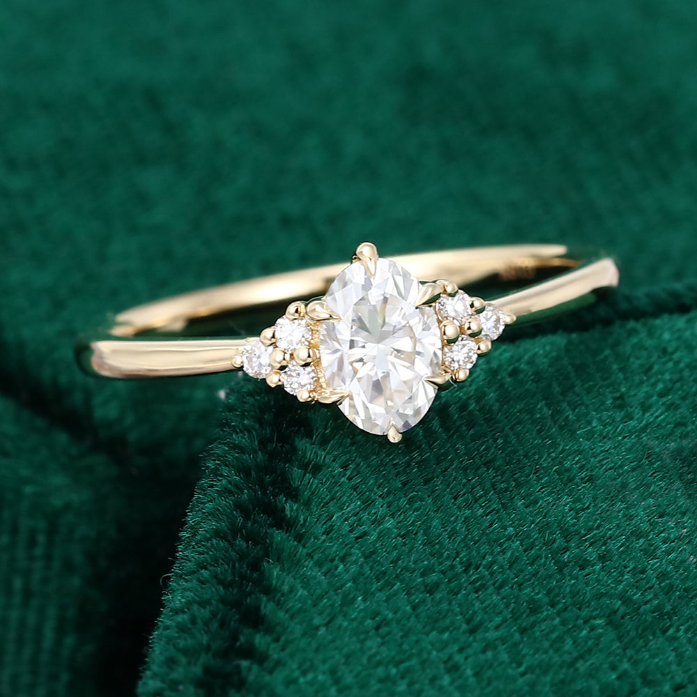 0.43 CT Oval Cluster Moissanite Engagement Ring