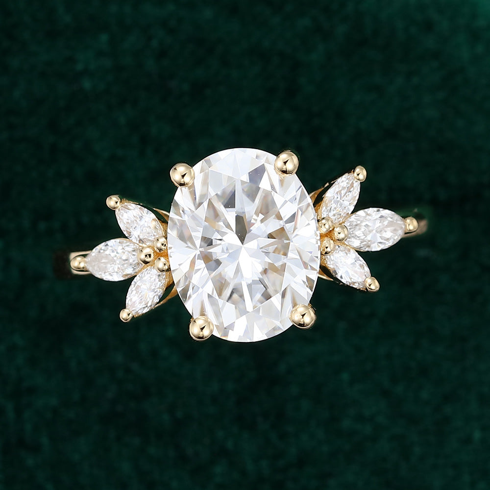 1.91 CT Oval Cluster Moissanite Engagement Ring