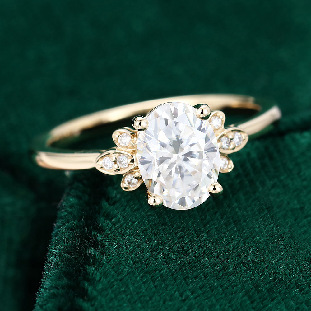 1.33 CT Oval Cluster Moissanite Engagement Ring
