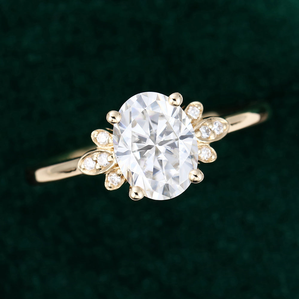 1.33 CT Oval Cluster Moissanite Engagement Ring