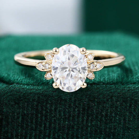 1.33 CT Oval Cluster Moissanite Engagement Ring