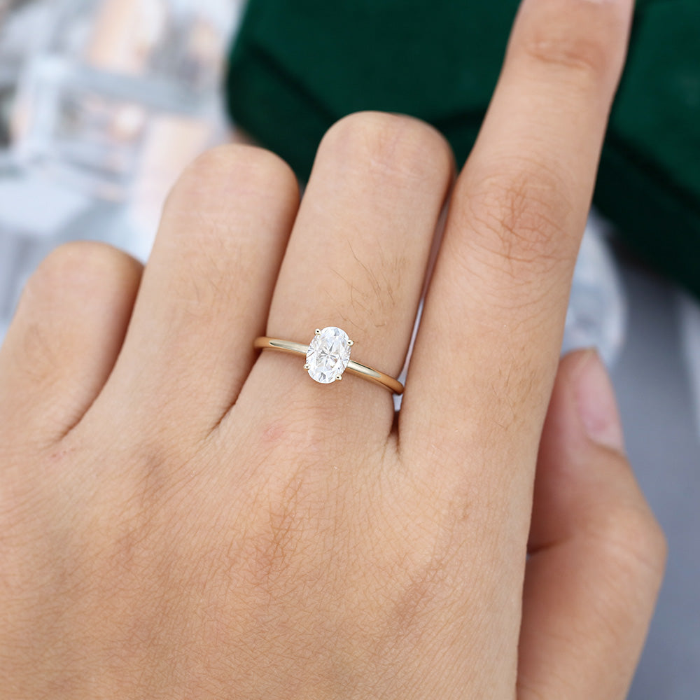 1.33 CT Oval Solitaire Moissanite Engagement Ring