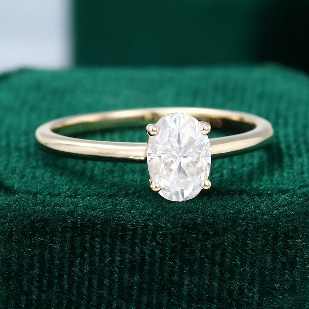 1.33 CT Oval Solitaire Moissanite Engagement Ring