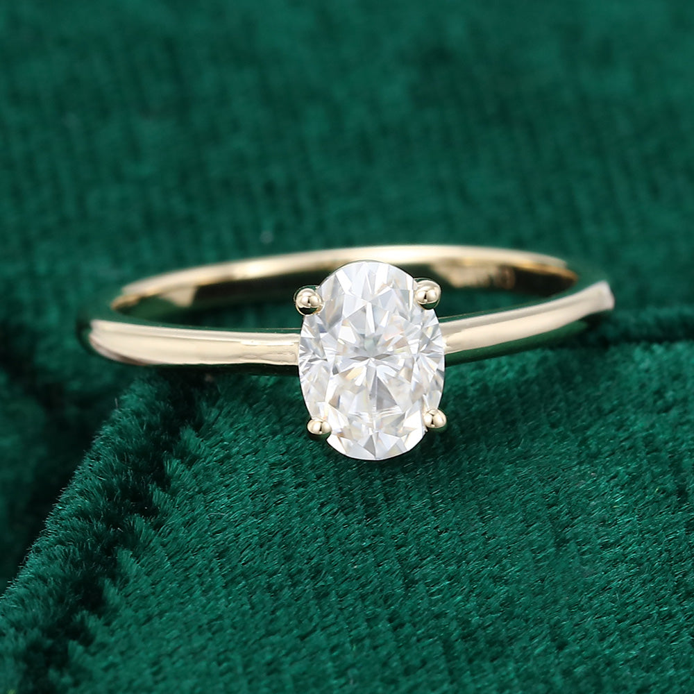 1.33 CT Oval Solitaire Moissanite Engagement Ring