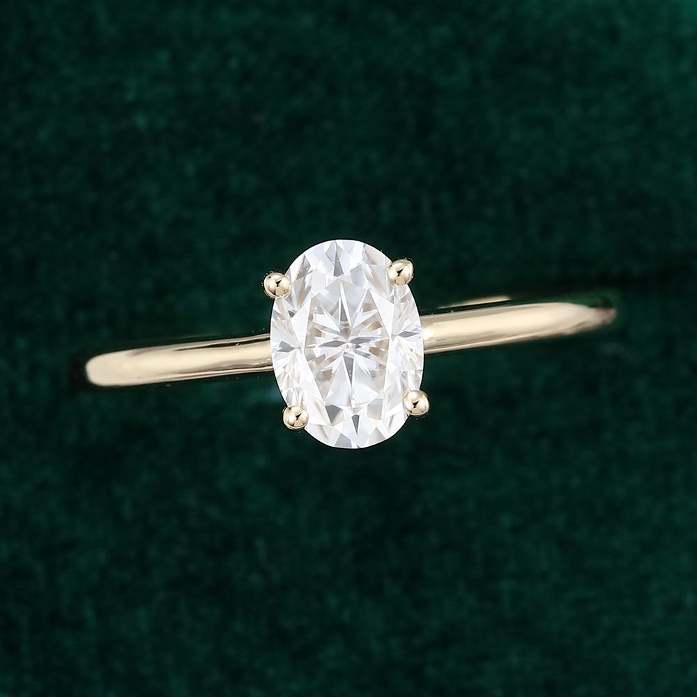 1.33 CT Oval Solitaire Moissanite Engagement Ring
