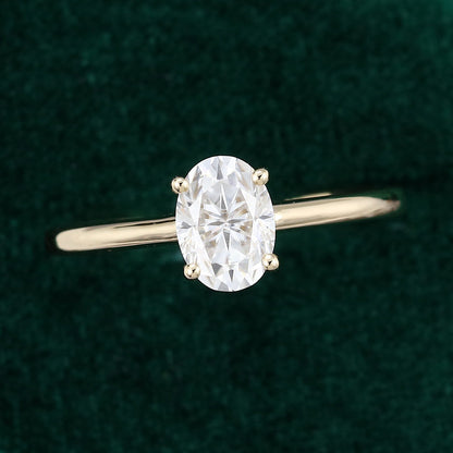 1.33 CT Oval Solitaire Moissanite Engagement Ring