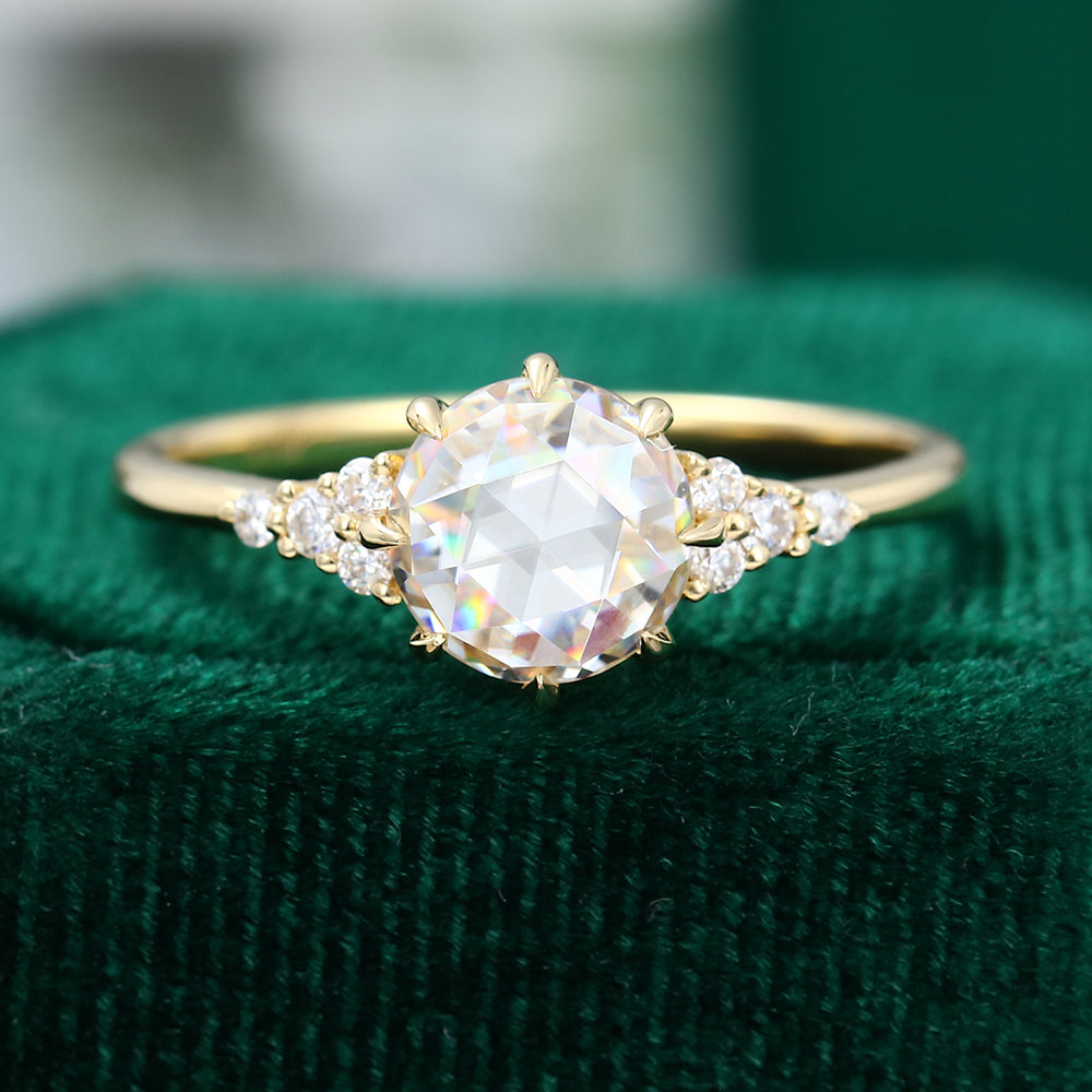 1.10 CT Round Cluster Moissanite Engagement Ring