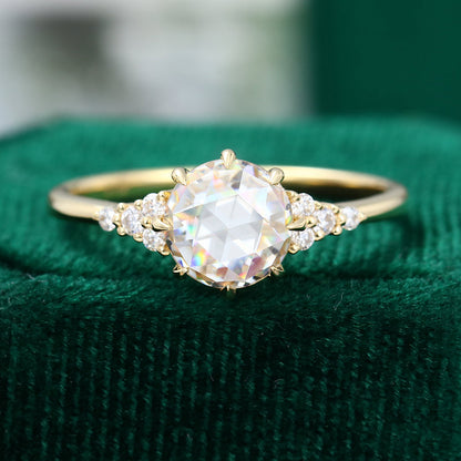 1.10 CT Round Cluster Moissanite Engagement Ring