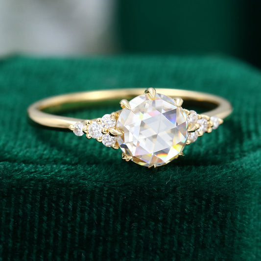 1.10 CT Round Cluster Moissanite Engagement Ring
