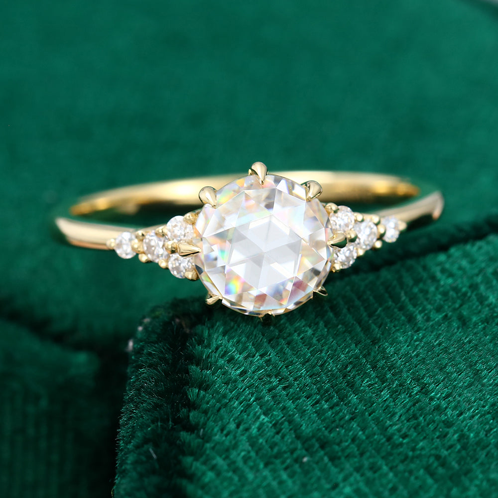 1.10 CT Round Cluster Moissanite Engagement Ring