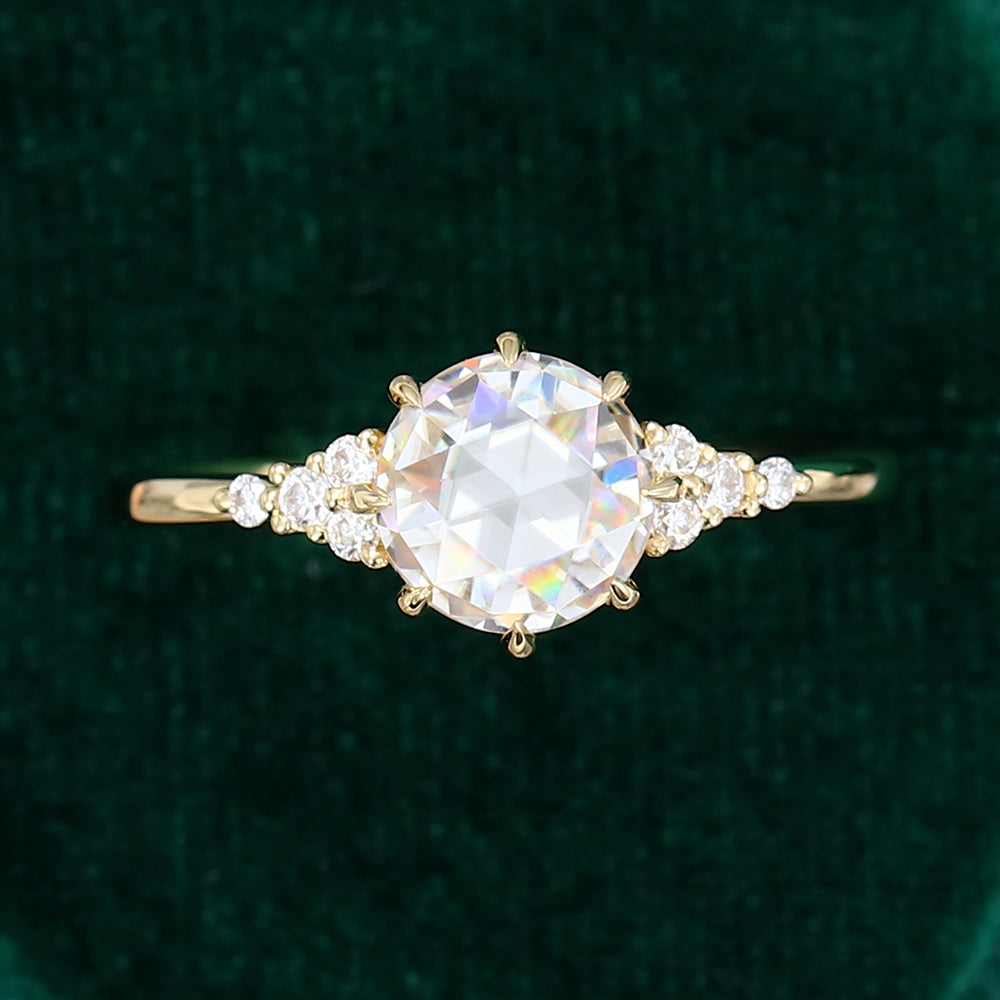 1.10 CT Round Cluster Moissanite Engagement Ring