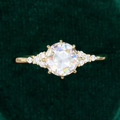 1.10 CT Round Cluster Moissanite Engagement Ring