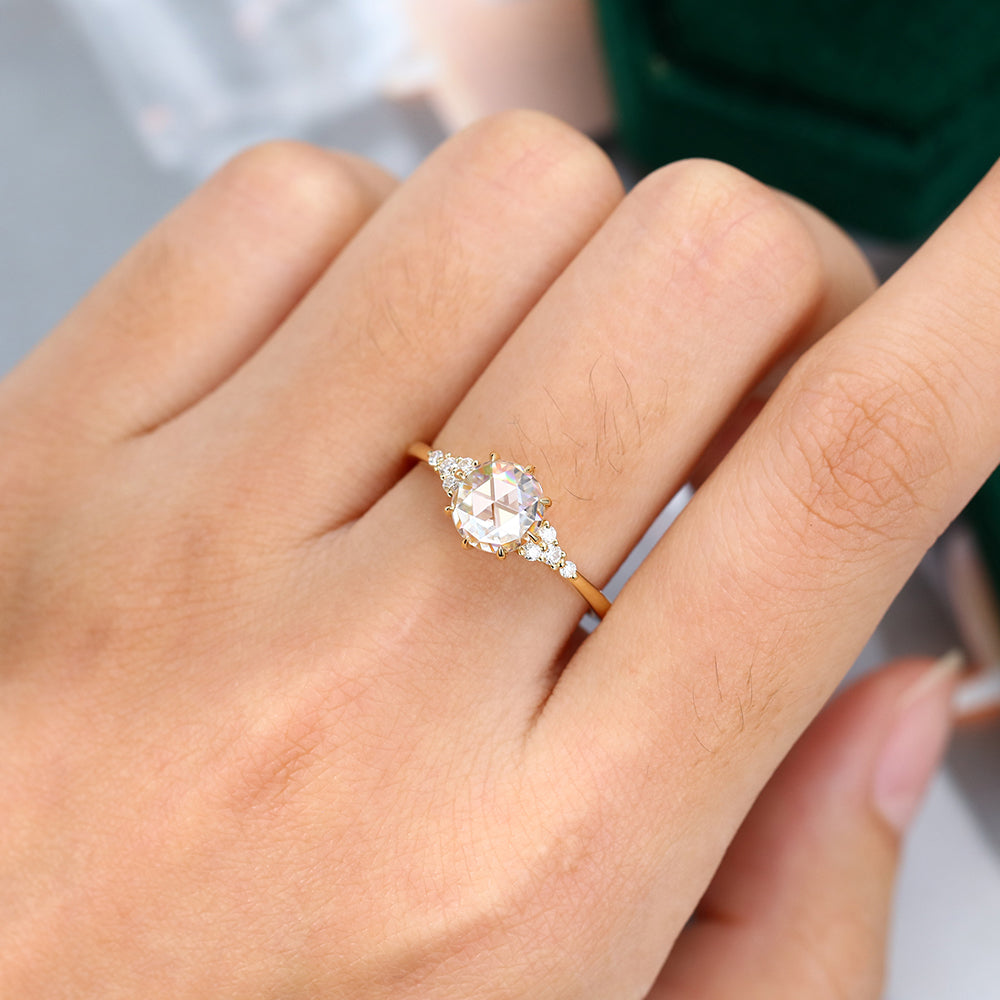 1.10 CT Round Cluster Moissanite Engagement Ring