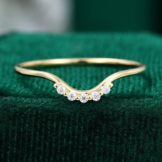 0.05 TCW Round Curved Moissanite Wedding Band