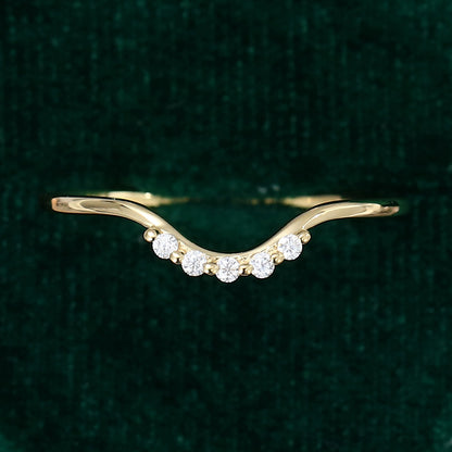 0.05 TCW Round Curved Moissanite Wedding Band