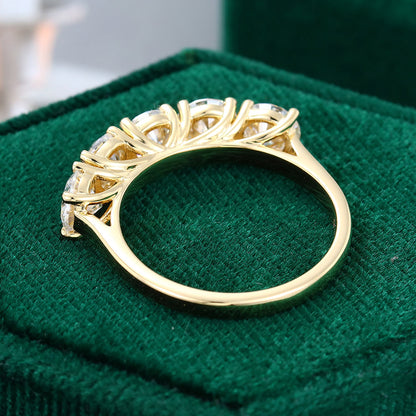 2.15 TCW Round Five Stone Moissanite Wedding Band