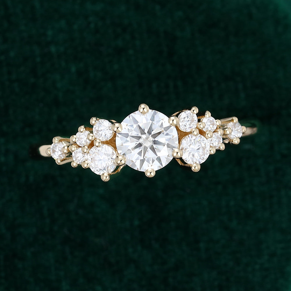 0.41 CT Round Cluster Moissanite Engagement Ring