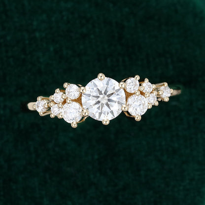 0.41 CT Round Cluster Moissanite Engagement Ring