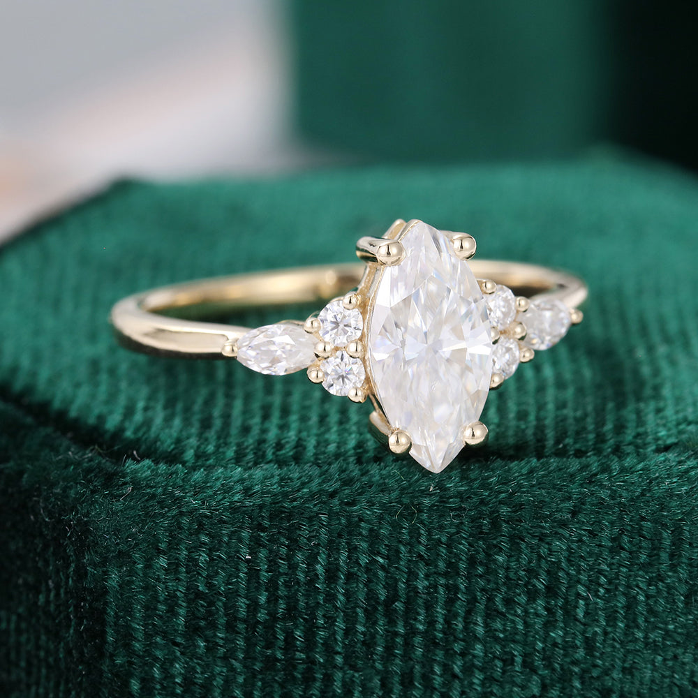 1 CT Marquise Cluster Moissanite Engagement Ring