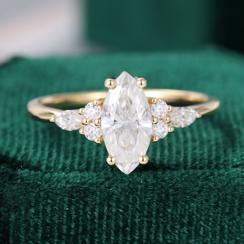 1 CT Marquise Cluster Moissanite Engagement Ring