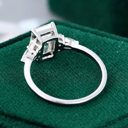 2 CT Emerald Cluster Moissanite Engagement Ring