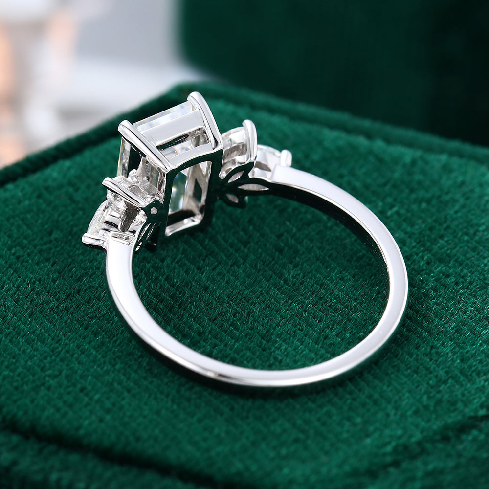 2 CT Emerald Cluster Moissanite Engagement Ring