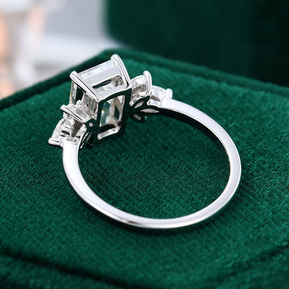2 CT Emerald Cluster Moissanite Engagement Ring