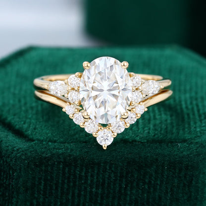 1.91 CT Oval Cluster Moissanite Bridal Set