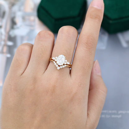 1.91 CT Oval Cluster Moissanite Bridal Set